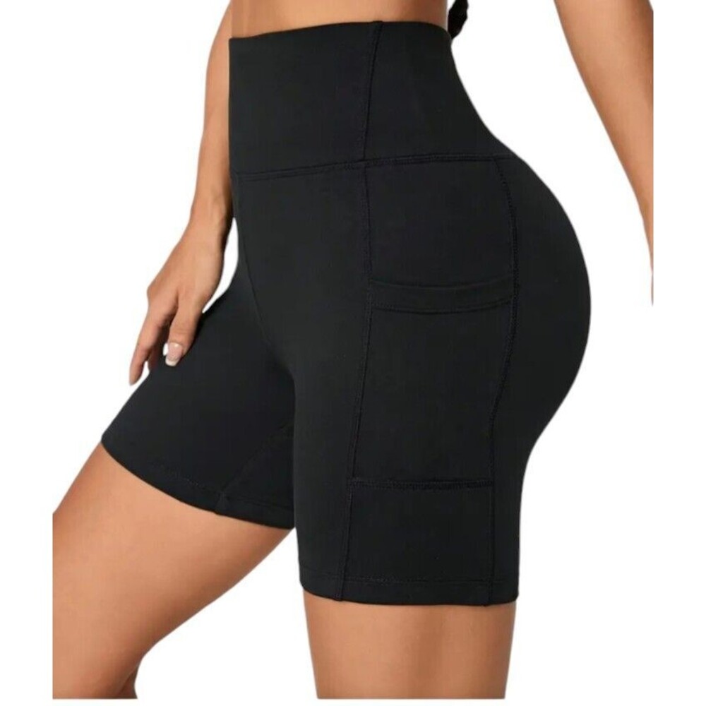 Women's (Workout)-(Leggings)-(Shorts)-(With Pocket)-(Black)-(Size XL)-(New)-$20 - Picture 2 of 6